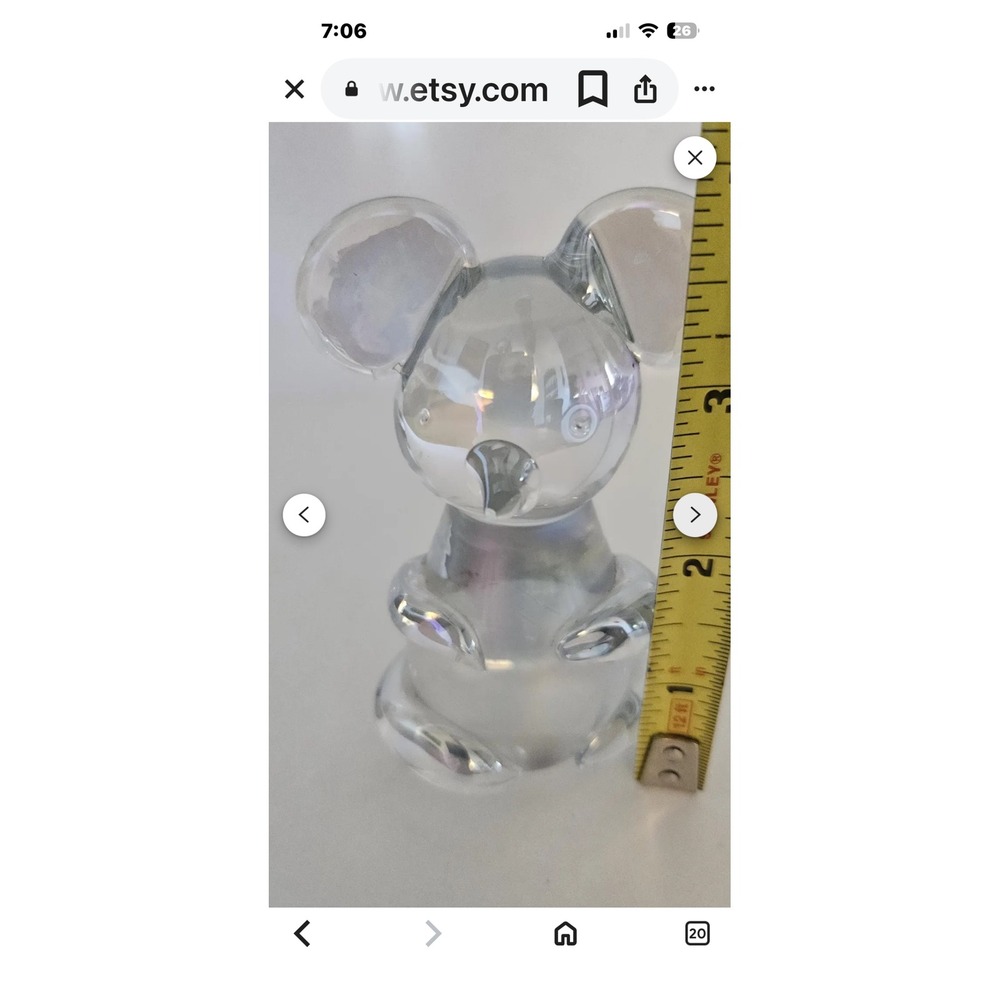 Vintage Iridescent Art Glass Koala Bear Figurine Clear Rainbow Paperweight 3.5"